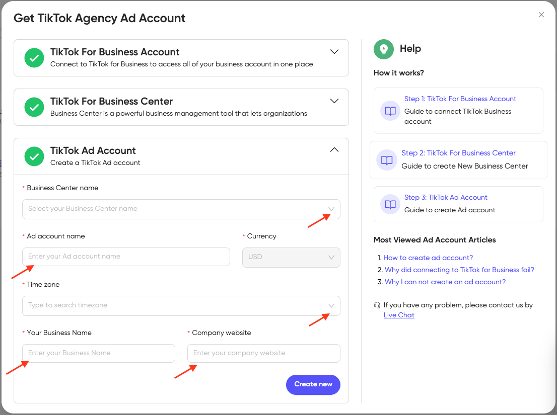 create ad account